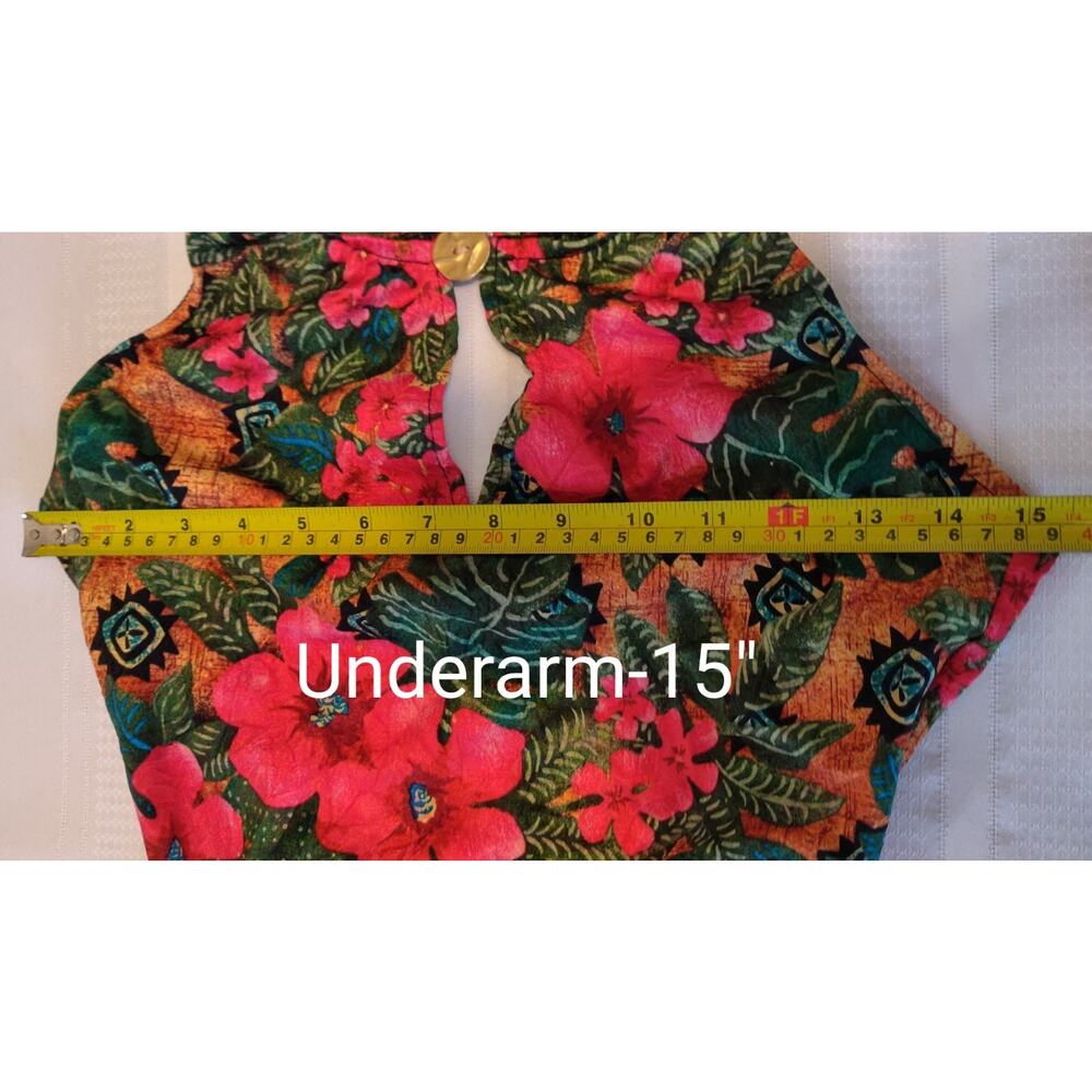 Vintage Athena Swimsuit Sz 8 Tropical Hawaiian Floral Keyhole Front USA - Picture 11 of 16